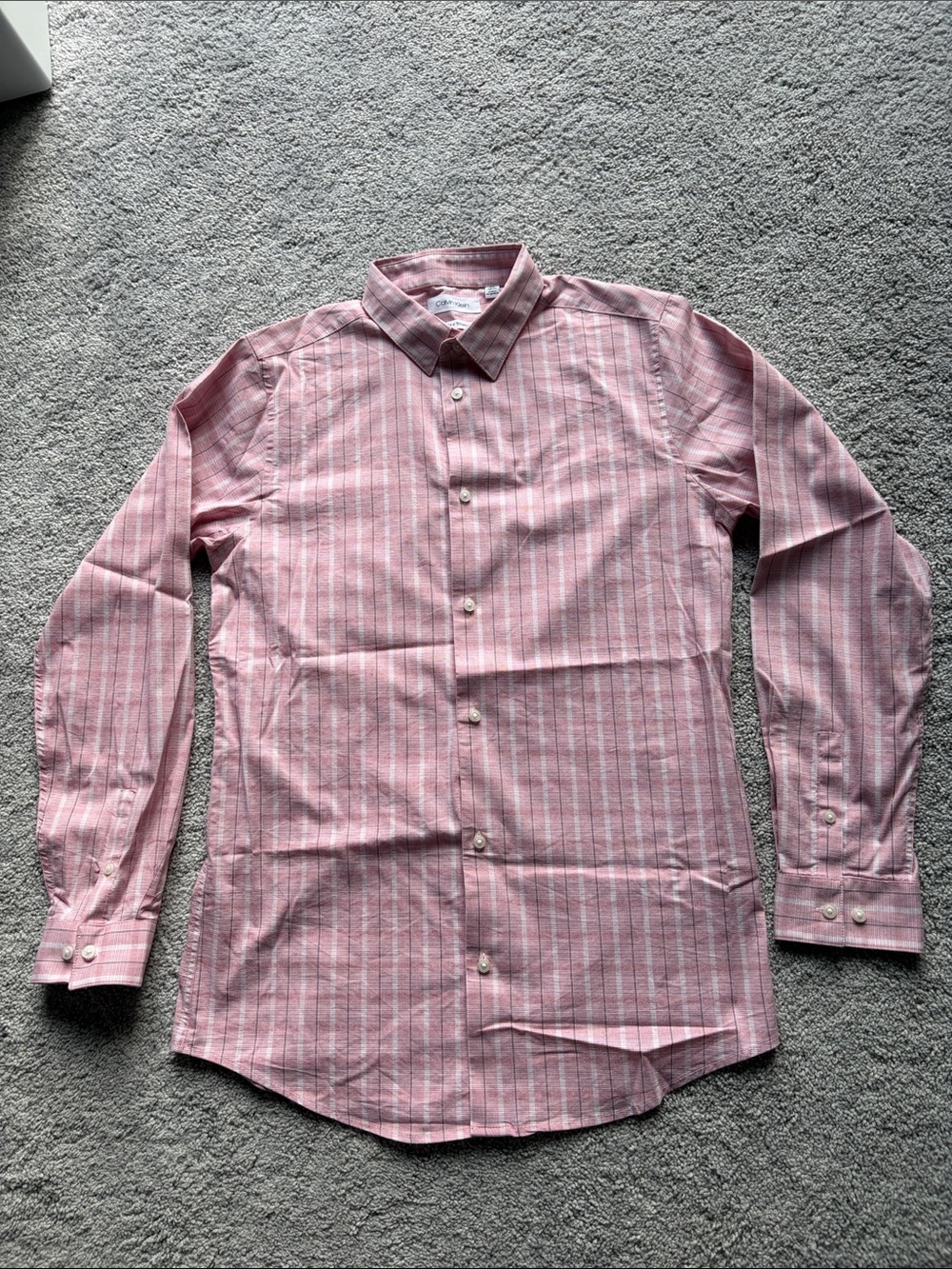 Calvin Klein Men's Pink Striped Dress Shirt